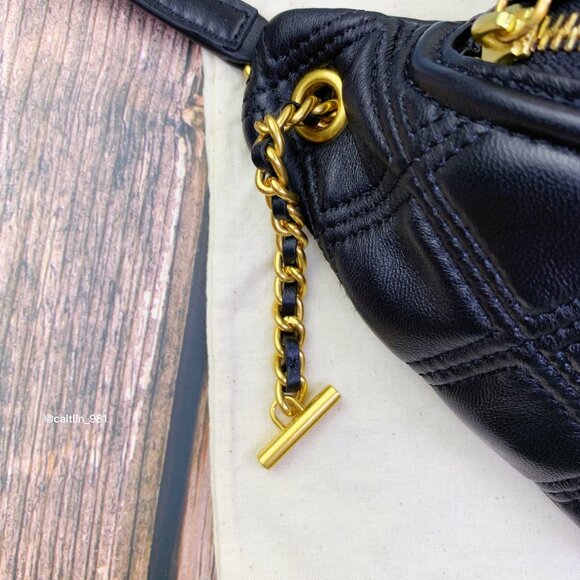 Tory Burch Black Leather Soft Fleming Belt Bag - Picture 5 of 9